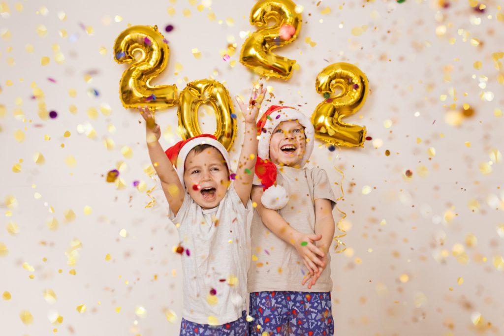 Kids excited about the new year and setting new year's resolutions